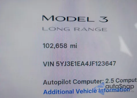 2018 Tesla Model 3 Long Range/Mid Range from USA, damaged, VIN 5YJ3E1EA4JF123647